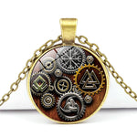 Viking Compass Time Gem Cabochon Necklace