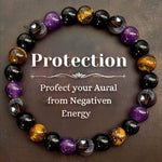 Bracelet Tiger eye Tea Crystal Amethyst