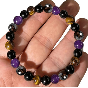 Bracelet Tiger eye Tea Crystal Amethyst