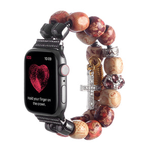 Bracelet vintage en perles de bois pour apple Watch