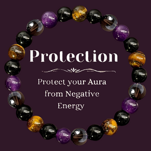 Bracelet Tiger eye Tea Crystal Amethyst