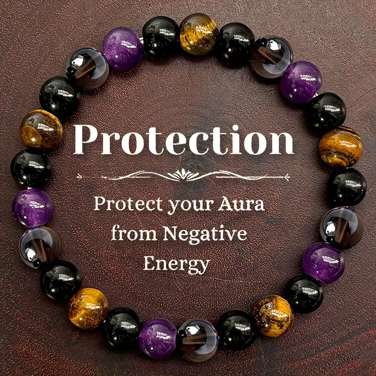 Bracelet Tiger eye Tea Crystal Amethyst