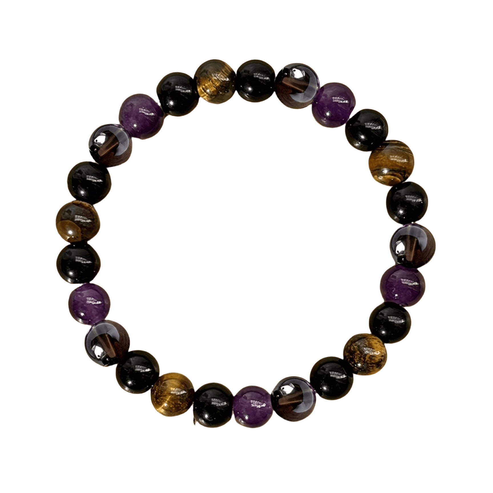 Bracelet Tiger eye Tea Crystal Amethyst