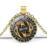 Viking Compass Time Gem Cabochon Necklace